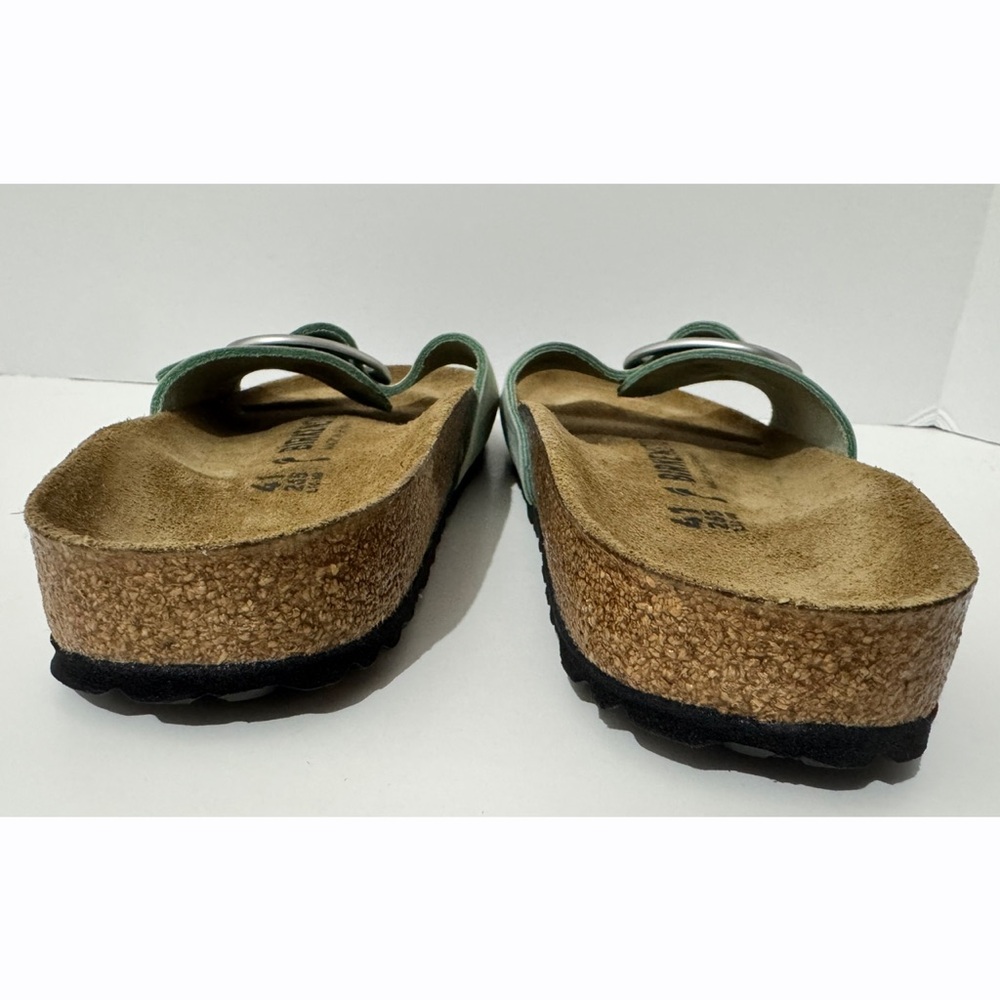 Birkenstock Madrid Big Buckle Nubuck Leather Pure Sage Green Slide Sandals 10 - Picture 10 of 12
